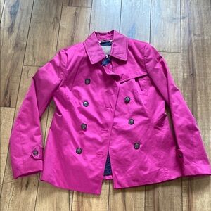 Banana Republic Pink Pea Coat Double-Breasted Satin